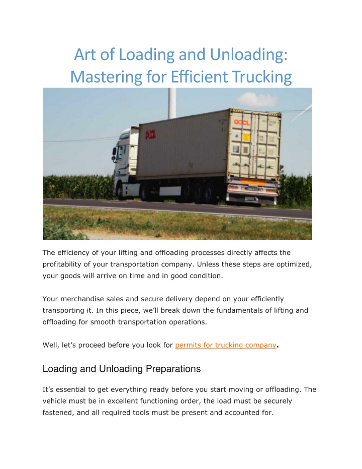 PPT - permits for trucking company PowerPoint Presentation, free ...