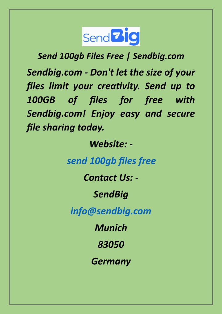 send big files free 100gb