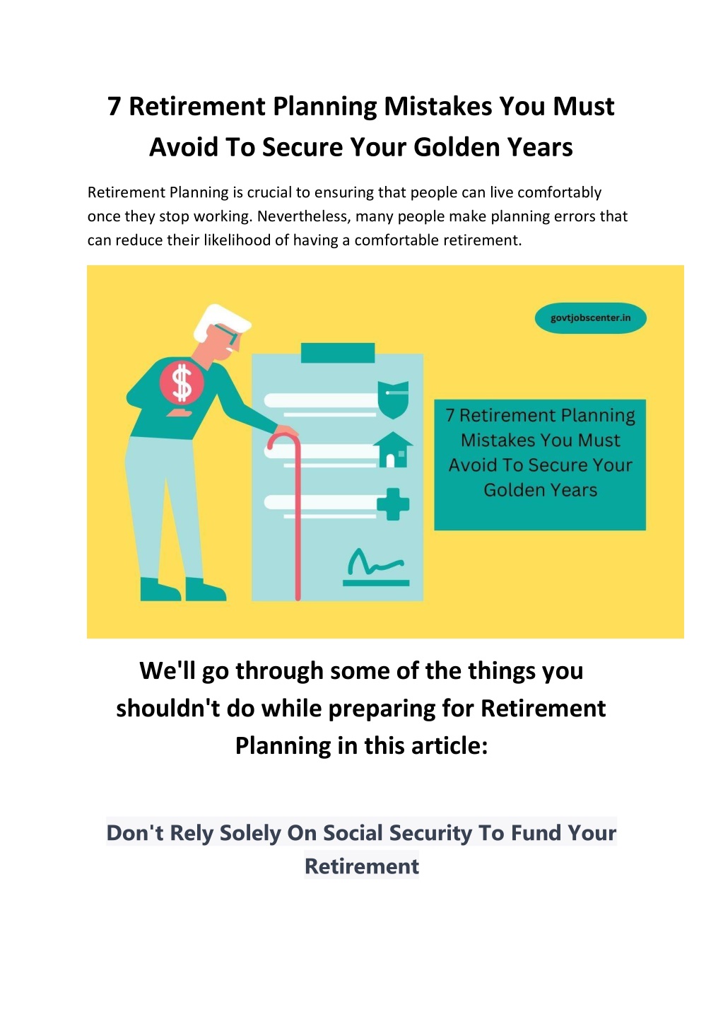 PPT - 7 Retirement Planning Mistakes You Must Avoid To Secure Your ...