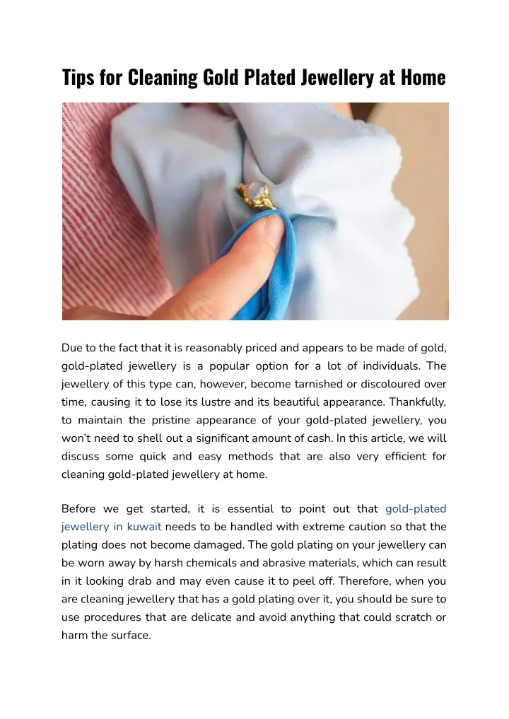 PPT - Tips for Cleaning Gold Plated Jewellery at Home PowerPoint 