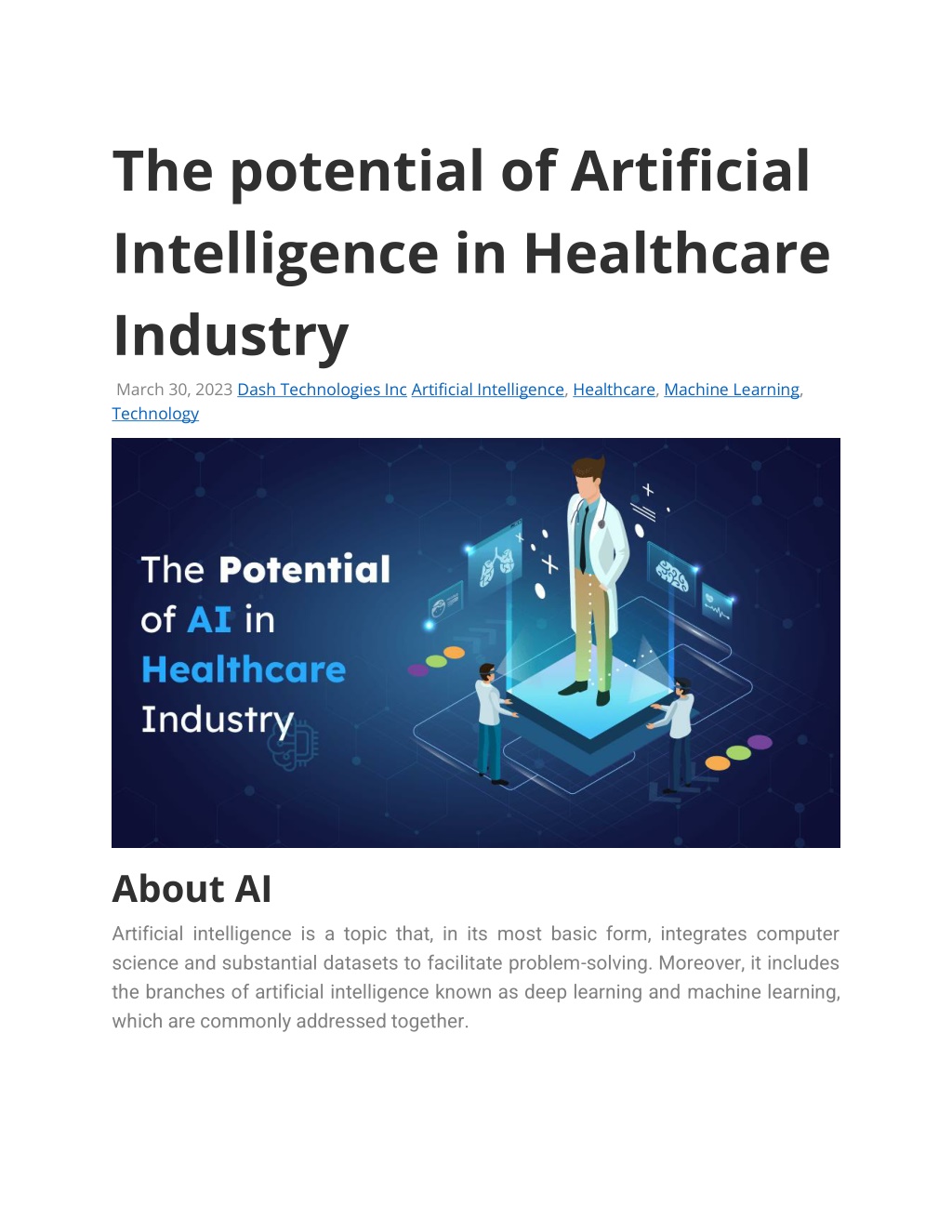 PPT - The potential of Artificial Intelligence in Healthcare Industry 