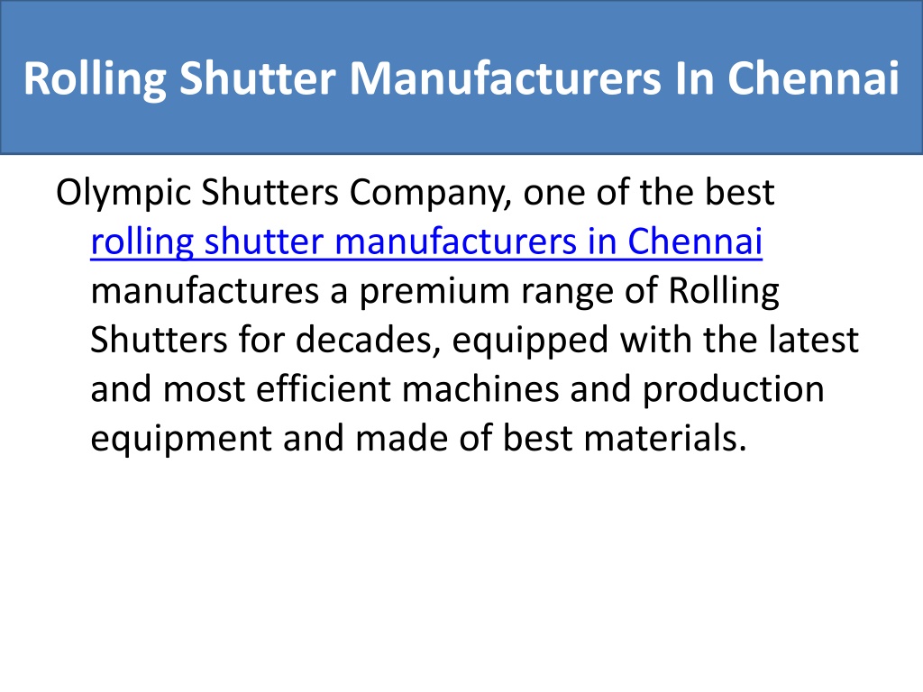 Rolling Shutter Manufacturers In Chennai 1 L 