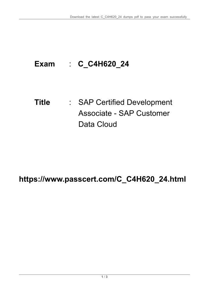 PPT - SAP Customer Data Cloud C_C4H620_24 Dumps PowerPoint Presentation Sns-Brigh10