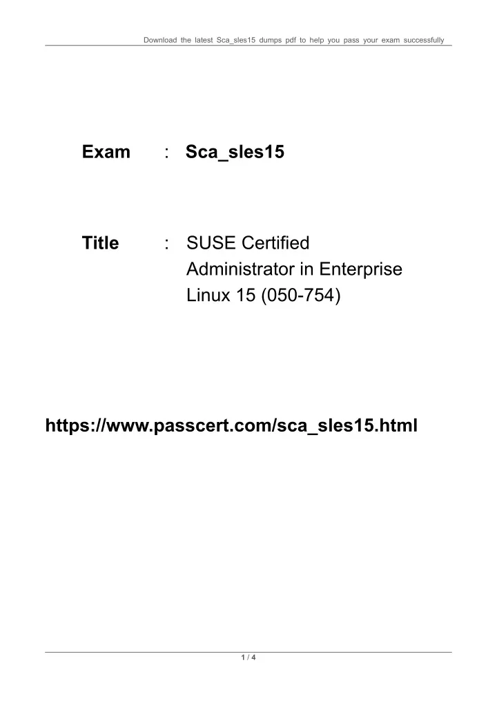 Pass SCA_SLES15 Test Guide