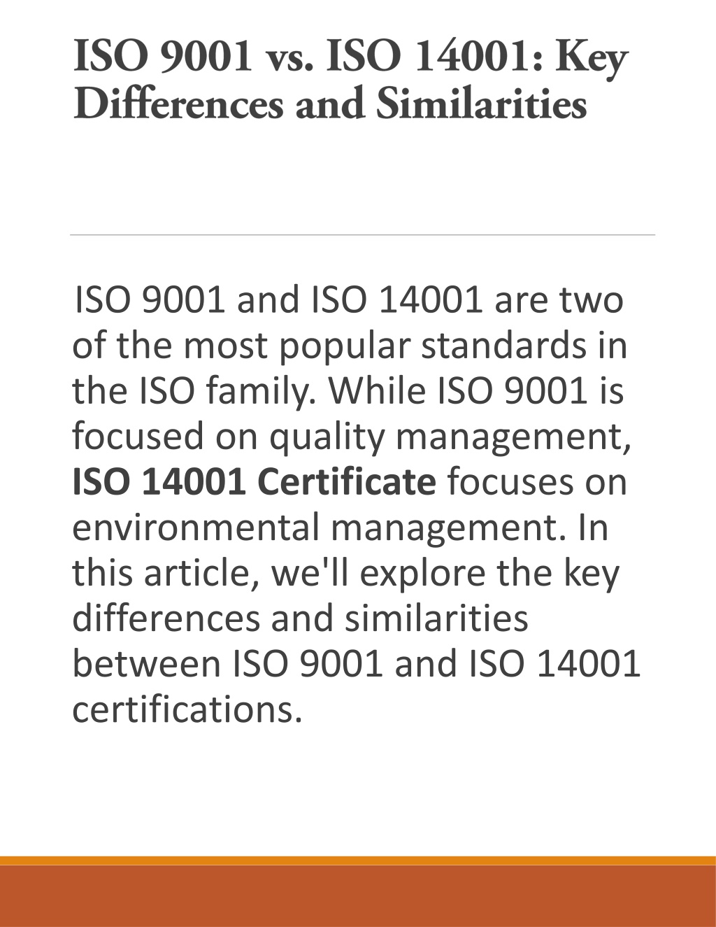 PPT - ISO 9001 Vs ISO 14001 Key Differences And SimilISO 9001 Vs. ISO ...