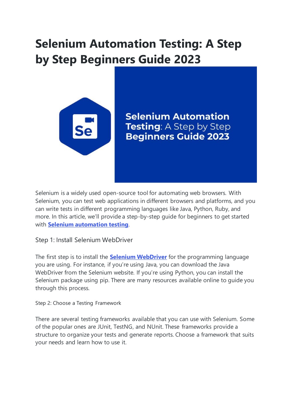 PPT - Selenium Automation Testing PowerPoint Presentation, Free ...