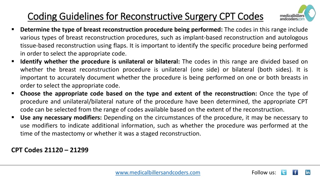 PPT Coding Guidelines for Reconstructive Surgery CPT Codes PowerPoint