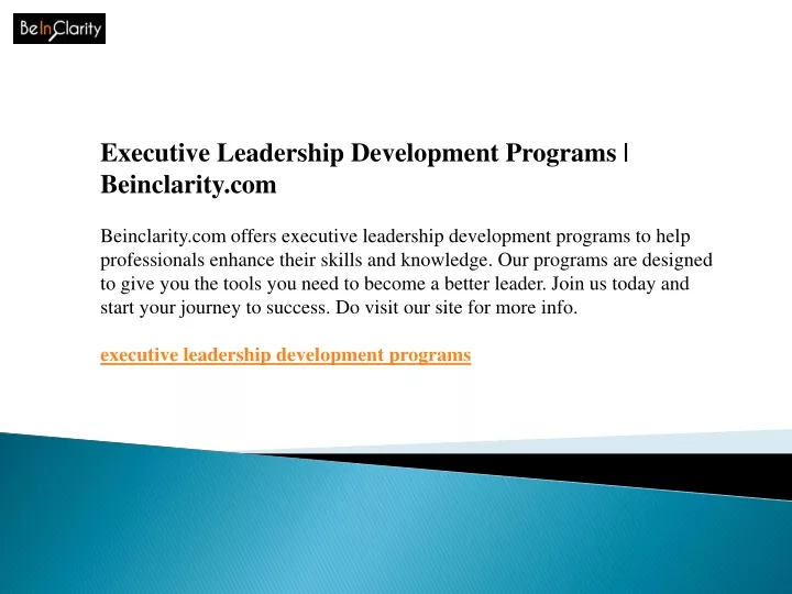 PPT - Executive Leadership Development Programs Beinclarity.com ...