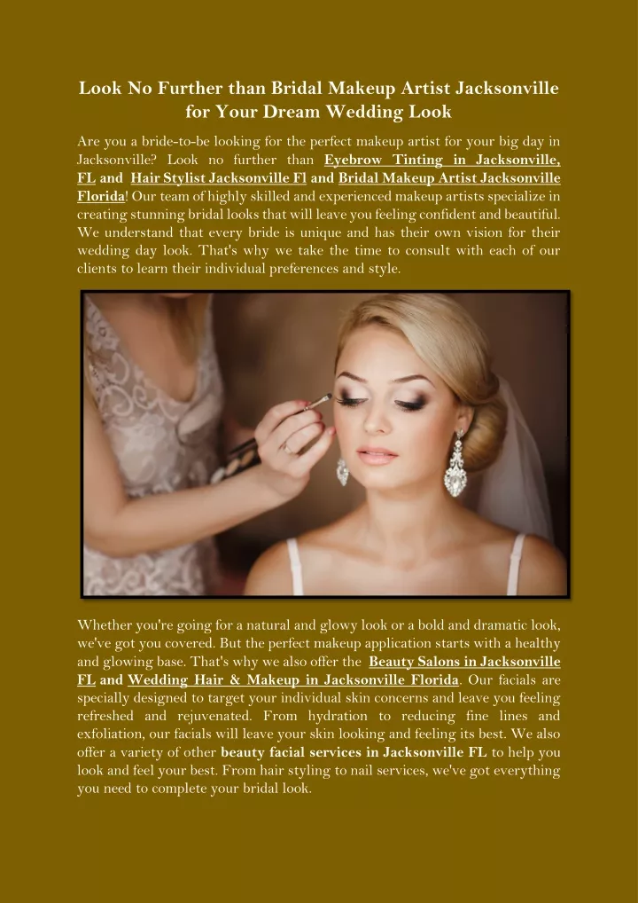 Ppt Look No Further Than Bridal Makeup Artist Jacksonville For Your Dream Wedding Look 