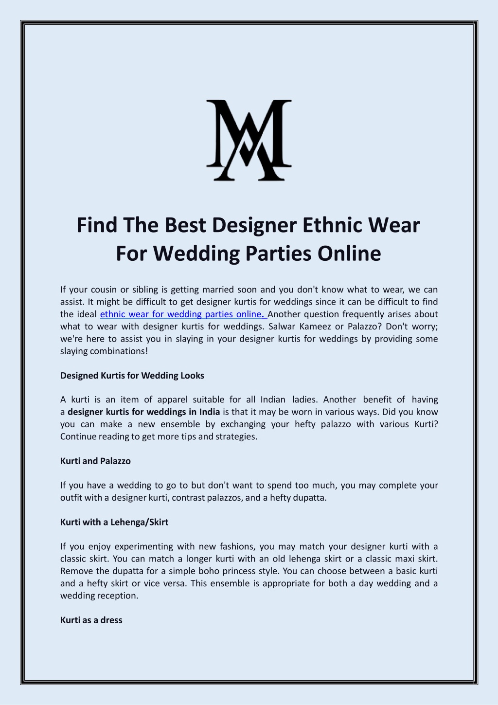 find the best designer ethnic wear for wedding parties online l
