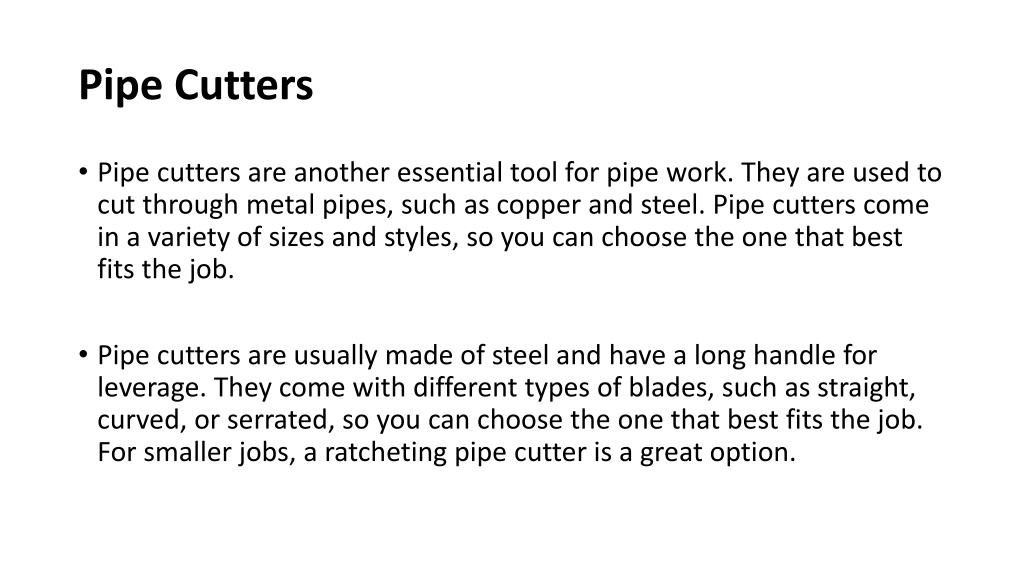 PPT Plumbing Perfection The Best Tools for Pipe Work by AL Hatimi