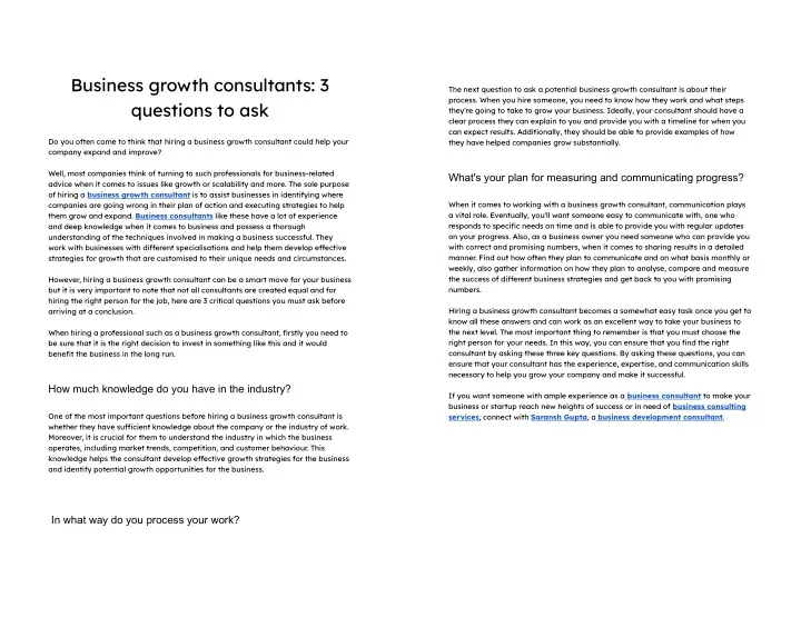 Ppt business growth consultants 3 questions to ask google docs