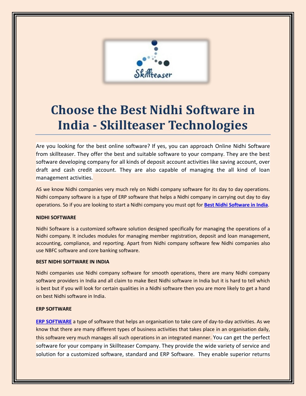 PPT - Choose the Best Nidhi Software in India - Skillteaser ...