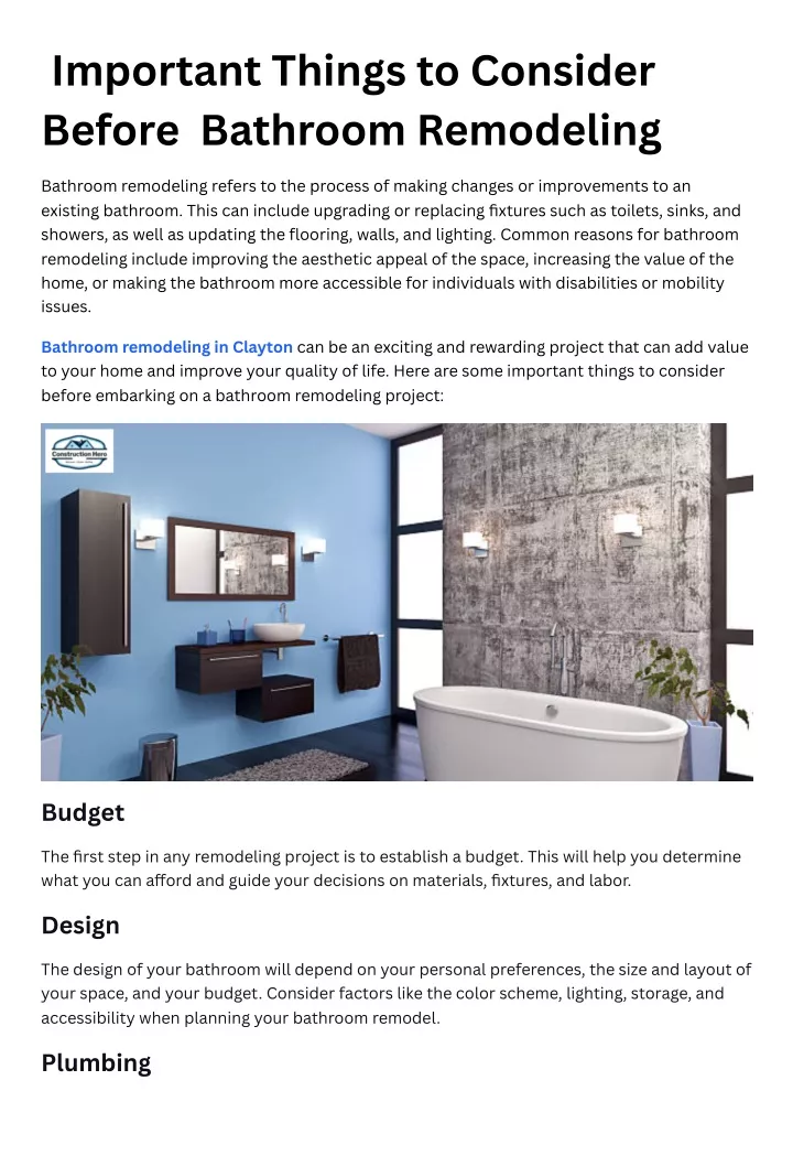 PPT - Important Things to Consider Before Bathroom Remodeling ...