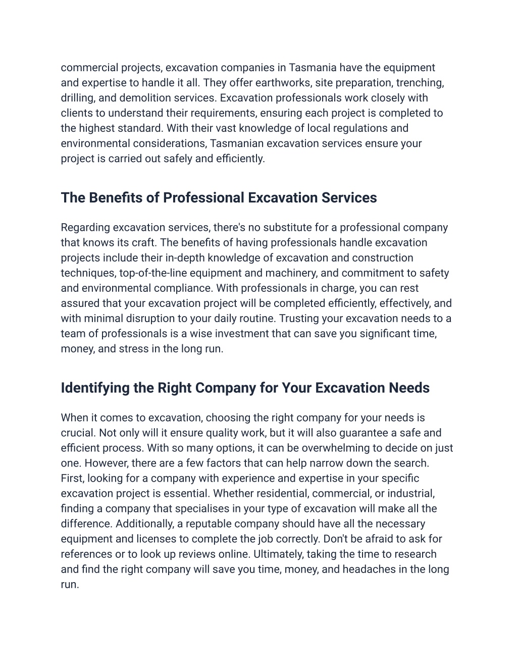 PPT - Expert excavation services for Tasmania PowerPoint Presentation ...