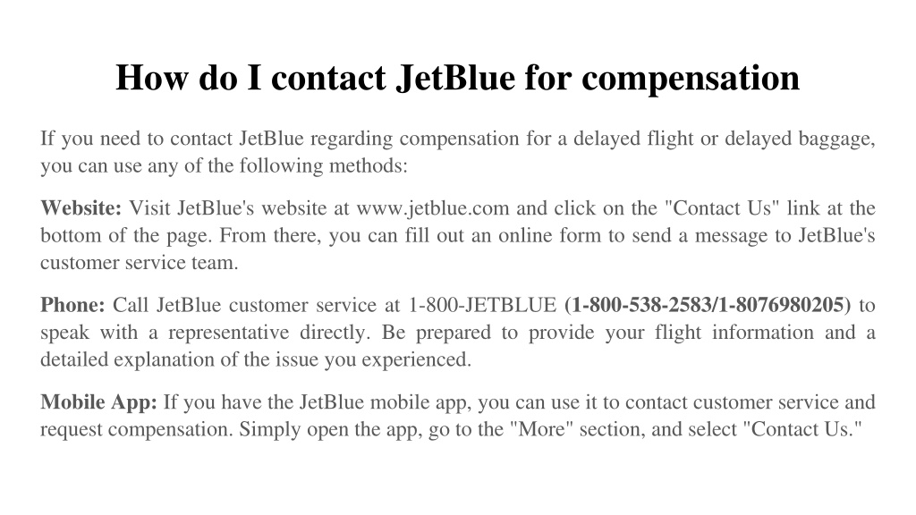 PPT Jetblue Delayed Flight Compensation PowerPoint Presentation, free