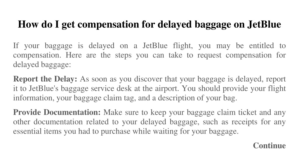 PPT Jetblue Delayed Flight Compensation PowerPoint Presentation, free