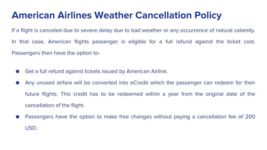 American Airlines Weather Cancellation Policy