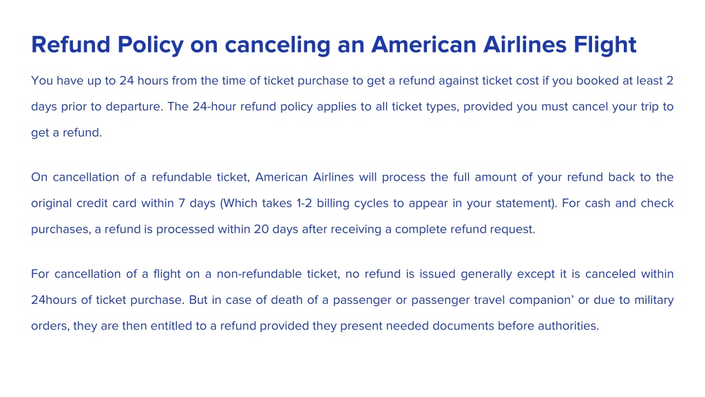 Ppt - American Airlines Cancellation Policy 