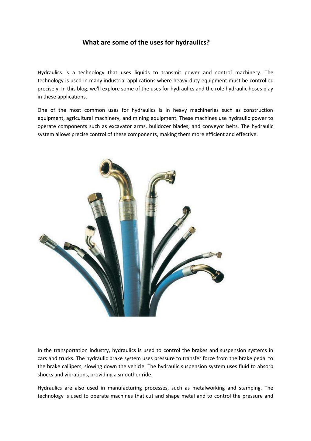 PPT - What Are Some Of The Uses For Hydraulics ? PowerPoint ...