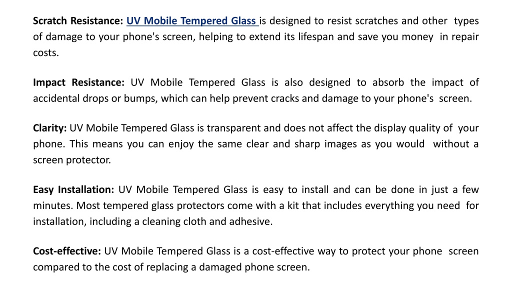 Benefits of UV Mobile Tempered Glass, by Tempered Wala