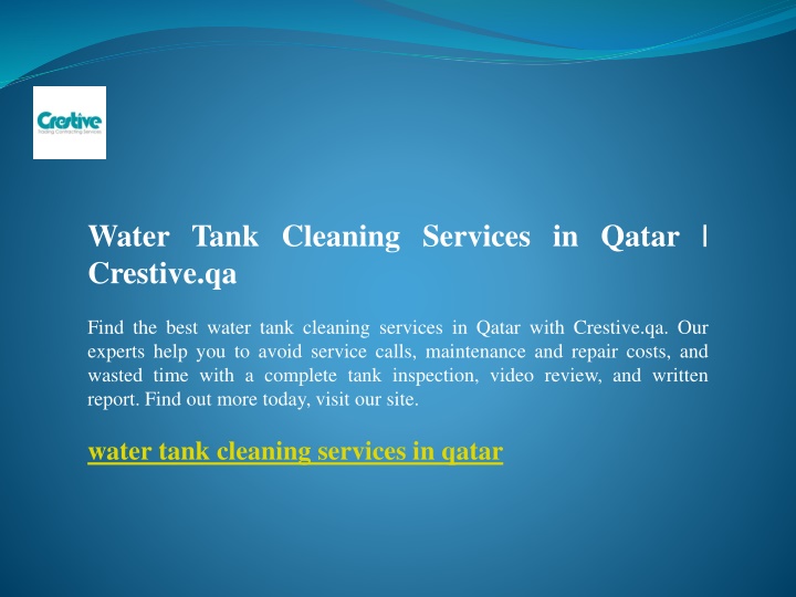 Ppt Water Tank Cleaning Services In Qatar Crestiveqa Powerpoint Presentation Id12127210 5310