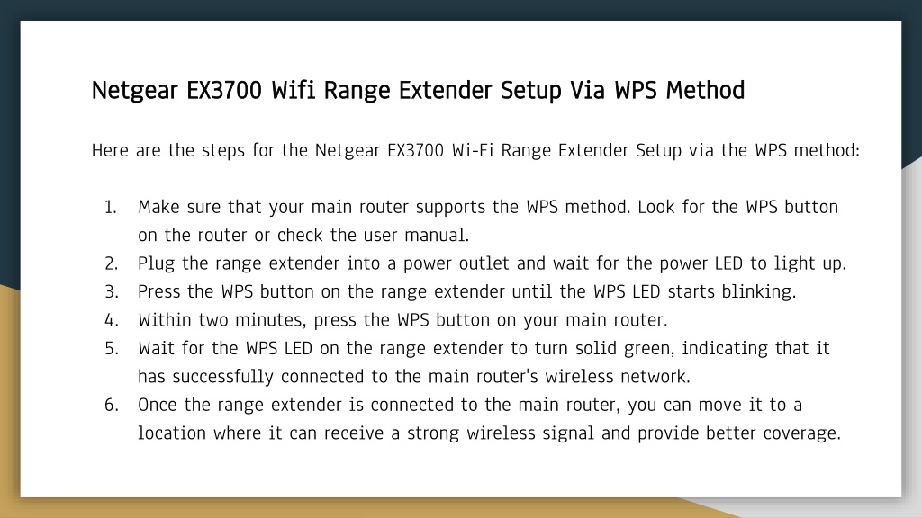 PPT - Setting Up Netgear EX3700 Wifi Range Extender PowerPoint ...