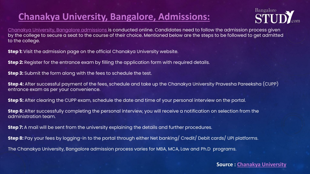 PPT - Chanakya University Bangalore, Courses, Admissions PowerPoint ...