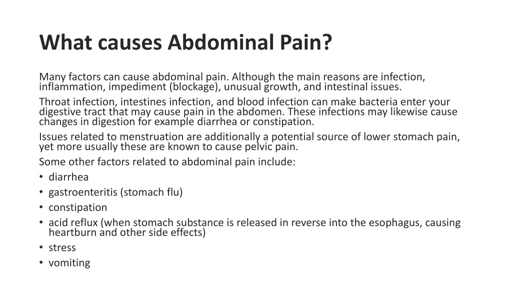 PPT - Causes of Abdominal Pain and What to Do PowerPoint Presentation ...